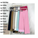 GETADME 2024 Slim Simple Knit Wide-leg Pants Women's Autumn and Winter High-waisted Moped Pants Thick Casual Pants Straight