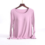Getadme Spring and autumn new long-sleeved pajamas with chest pad home service bra integrated autumn home base inner wear for women