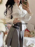 GETADME 2025 Summer Slim Tunics Shirt Harajuku Preppy Women Sexy White Blouses Elegant Female Japanese Style Casual Korean Fashion