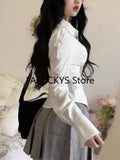 GETADME 2025 Summer Slim Tunics Shirt Harajuku Preppy Women Sexy White Blouses Elegant Female Japanese Style Casual Korean Fashion