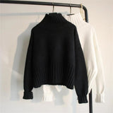GETADME 2025 Vintage Knitted Sweaters for Women Sweater Pullover Basic Black White Turtleneck Oversize Jumper Casual Knitting Outwear