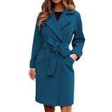 GETADME 2025 Women Hot Pink Trench Coat Casual Mid Long Overcoat Lapel Open Front Cardigan Outwear Woolen Boot Winter Jackets for Women