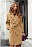 GETADME 2025 Women Hot Pink Trench Coat Casual Mid Long Overcoat Lapel Open Front Cardigan Outwear Woolen Boot Winter Jackets for Women