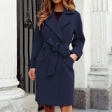 GETADME 2025 Women Hot Pink Trench Coat Casual Mid Long Overcoat Lapel Open Front Cardigan Outwear Woolen Boot Winter Jackets for Women