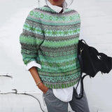 GETADME 2024 Autumn Knitted Women Sweater Print O-neck Long Sleeve Keep Warm Loose Sweaters Female Winter Casual Trendy Ladies Clothes
