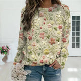 GETADME 2024 Autumn Knitted Women Sweater Print O-neck Long Sleeve Keep Warm Loose Sweaters Female Winter Casual Trendy Ladies Clothes