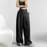 GETADME 2025 Autumn New Women’s Suit Trousers Women Korean Style High Waist Trouser Office Ladies Fashion Loose Trousers Streetwear