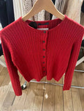 Getadme 2025 Autumn Winter New Vintage Red Women Sweater Solid Color Slim Simple Knit Cardigan Single Breasted Casual Coat Sweet Jacket