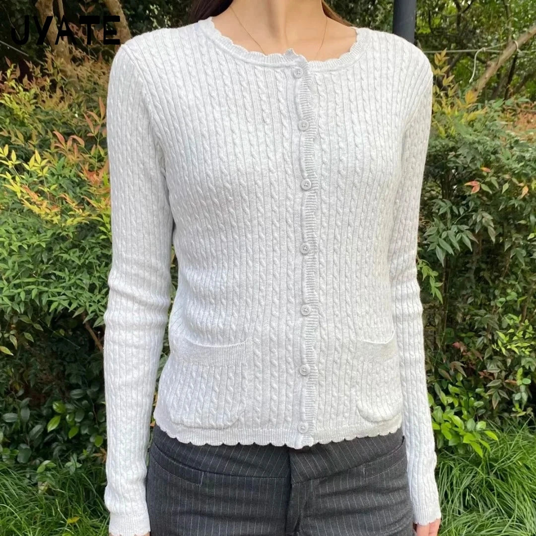 Getadme 2025 Autumn Winter New Vintage Red Women Sweater Solid Color Slim Simple Knit Cardigan Single Breasted Casual Coat Sweet Jacket
