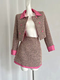 GETADME 2025 Autumn/Winter Small Fragrant Wind Suit Small Fragrant Tweed Jacket With A Line Skirt Women High Quality Coat Two Piece Set