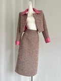 GETADME 2025 Autumn/Winter Small Fragrant Wind Suit Small Fragrant Tweed Jacket With A Line Skirt Women High Quality Coat Two Piece Set