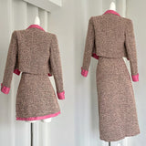GETADME 2025 Autumn/Winter Small Fragrant Wind Suit Small Fragrant Tweed Jacket With A Line Skirt Women High Quality Coat Two Piece Set