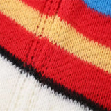 GETADME 2025 Autumn Winter Women Mohair Stripe Long Sleeve Cardigan Fashion Contrast Open Stitch Sweater High Street Female Outwear