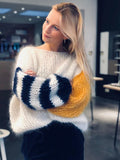 GETADME 2025 Autumn Winter Women Rainbow Sweaters Fashion Famale Pullover Round Neck Loose Hollow Out Sweater Casual knitted Jumper Tops
