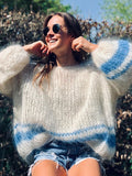 GETADME 2025 Autumn Winter Women Rainbow Sweaters Fashion Famale Pullover Round Neck Loose Hollow Out Sweater Casual knitted Jumper Tops