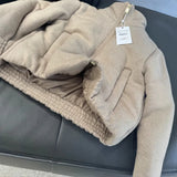 GETADME 2025 Autumn/winter New Women's Short Cotton Coat Stand Collar Thick Warm Knit Cotton Zipper Long Sleeve Pocket Outerwears