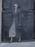 GETADME 2025 Chic Grey Single Breasted Full Sleeve Wool Jackets Women's Casual Slim Fit Lapel Pockets Coat Female High Street Outerwears