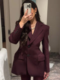 GETADME 2025 Chic Grey Single Breasted Full Sleeve Wool Jackets Women's Casual Slim Fit Lapel Pockets Coat Female High Street Outerwears