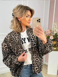 GETADME 2024 Fashion Leopard Zipper Long Sleeved Women's Jacket Retro Round Neck Street Casual Outerwears New Female Autumn Commute Coat