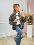 GETADME 2024 Fashion Leopard Zipper Long Sleeved Women's Jacket Retro Round Neck Street Casual Outerwears New Female Autumn Commute Coat