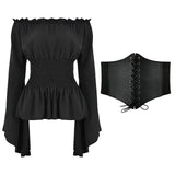 GETADME 2025 Lady Off Shoulder Cosplay Costumes Blouse Women Long Sleeve Renaissance Medieval Victorian Pirate Gothic Retro Shirts