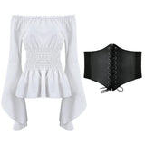 GETADME 2025 Lady Off Shoulder Cosplay Costumes Blouse Women Long Sleeve Renaissance Medieval Victorian Pirate Gothic Retro Shirts