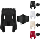 GETADME 2025 Lady Off Shoulder Cosplay Costumes Blouse Women Long Sleeve Renaissance Medieval Victorian Pirate Gothic Retro Shirts