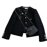 GETADME 2024 New Coat For Women High Quality Sense Round Neck Small Fragrance Short Tweed Exquisite Coat Spring Autumn Female French Top