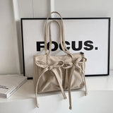 GETADME 2025 New Korean Bow Nylon Shoulder Bag Fashionable and Sweet Design Tote Bag Folded Large Capacity Commuter Women's Handbag