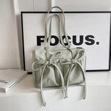 GETADME 2025 New Korean Bow Nylon Shoulder Bag Fashionable and Sweet Design Tote Bag Folded Large Capacity Commuter Women's Handbag