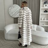 GETADME 2025 New Natural Rabbit Fur Coats Women Long Real Rex Rabbit Fur Jacket Winter Warm Fur Coat Best Selling Women