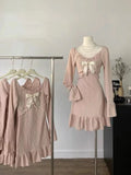 GETADME 2025 New Pink Sweet Slim Y2k Mini Dress Woman French Elegant Flare Sleeve Dress Party Casual One Piece Dress Korean Fashion