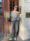 GETADME 2024 New Winter Elegant Thick Irregular Loose Women Sweater Casual Knit Long Sleeve Sweater Chic Gray Oversize Female Pullovers