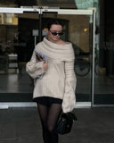 GETADME 2024 New Winter Elegant Thick Irregular Loose Women Sweater Casual Knit Long Sleeve Sweater Chic Gray Oversize Female Pullovers