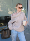 GETADME 2024 New Winter Elegant Thick Irregular Loose Women Sweater Casual Knit Long Sleeve Sweater Chic Gray Oversize Female Pullovers