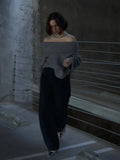 GETADME 2024 New Winter Elegant Thick Irregular Loose Women Sweater Casual Knit Long Sleeve Sweater Chic Gray Oversize Female Pullovers