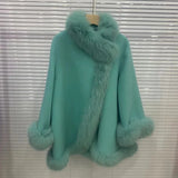 GETADME 2025 Real Fur Coat Winter Jacket Women Natural Fox Fur Collar Warm Cashmere Wool Woolen Ladies Outerwear Streetwear Fashion