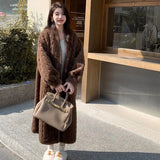 GETADME ﻿ 2025 Winter New Thick Women's Long Imitation Mink Plush Cardigan With Integrated Fur Eco-Friendly Hooded Fur Coat Solid Color