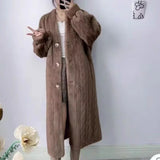 GETADME ﻿ 2025 Winter New Thick Women's Long Imitation Mink Plush Cardigan With Integrated Fur Eco-Friendly Hooded Fur Coat Solid Color