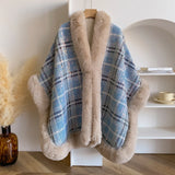 GETADME 2025 Winter Thicken Fleece Collar Cape Coat With Hat Elegant Beautiful Faux Fur Long Tassels Women Party Dress Cloak Warm Wraps