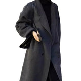 GETADME 2025 new Women Wool Blend Coat Solid Mid Long Woolen Blazer Thick Warm Blouse Women's Overcoat Office Lady Tops Autumn Winter
