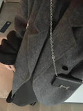 GETADME 2025 new Women Wool Blend Coat Solid Mid Long Woolen Blazer Thick Warm Blouse Women's Overcoat Office Lady Tops Autumn Winter