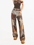GETADME 2025 Cyber Y2K Streetwear 3D Printed Vintage Baggy Stacked Jeans Pants For Women Clothing Wide Leg Lady Trousers Pantalon Femme