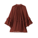 GETADME 2025 Fashion New Women's Casual Elegant Design with European and American Style Versatile Long Sleeve Ruffle Edge Dress