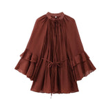 GETADME 2025 Fashion New Women's Casual Elegant Design with European and American Style Versatile Long Sleeve Ruffle Edge Dress