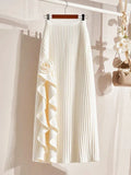 GETADME 2025 Spring Summer New Design Apricot Long Skirt Elastic High Waist Pleated Skirt Sweet Early Autumn Women's Black Skirt Fashion
