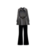 GETADME 2025 Spring Summer New Fashion Midi Shirt+micro Flare Pants Two-piece Women's Tracksuit Korean Elegant Top Trousers Matching Set