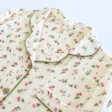 GETADME 2025 Spring and Autumn Women's Pajama Set 100% Cotton Crepe Long sleeved Pants Two piece Cute and Sweet Home Fury Set Ladies