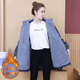 GETADME 2025 Winter New Women Lamb wool Thick Denim Jacket 5XL Loose Hooded Windbreaker Coat Casual Zipper Jeans Outerwear Warm Parkas