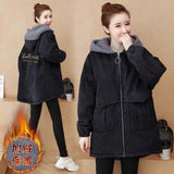 GETADME 2025 Winter New Women Lamb wool Thick Denim Jacket 5XL Loose Hooded Windbreaker Coat Casual Zipper Jeans Outerwear Warm Parkas
